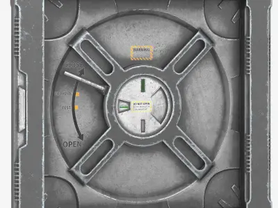 Circular Airlock Hatch With Lock Indicator Grey 3D model