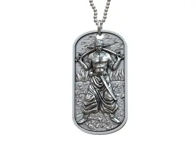 Ukrainian warrior medallion military id tag 3D print model