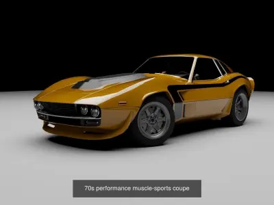 70s generic sports car lineup 3D Model Pack purchase