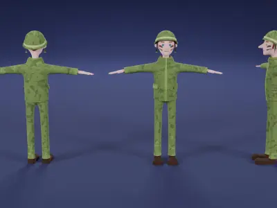 Toon Military Characters Low-poly 3D model