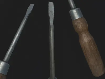 Old Screwdriver PBR Low-poly 3D model