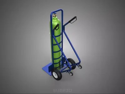 PORTABLE MEDICAL OXYGEN BOTTLE CYLINDER HAND TRUCK TROLLEY CART 3D model
