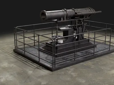 Artillery Cannon-1 Low-poly 3D model