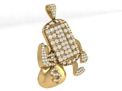 French Pave Military Dollar Pendant 4094 3D print model