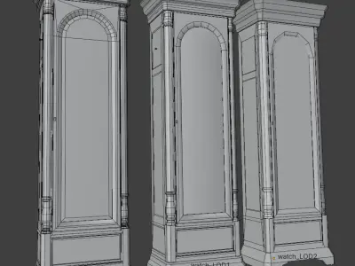 Grandfather Clock Low-poly 3D model