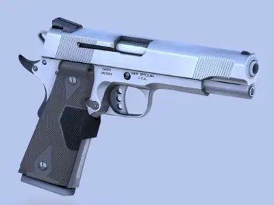 Gun 3d model silver handgun 3D model