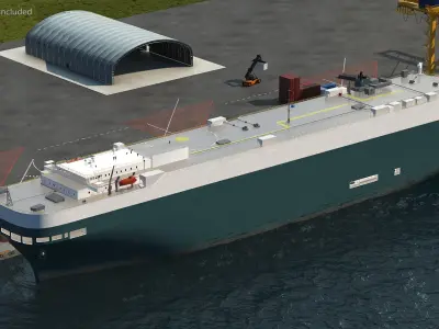 Car Carrier Cargo Ship Rigged 3D model