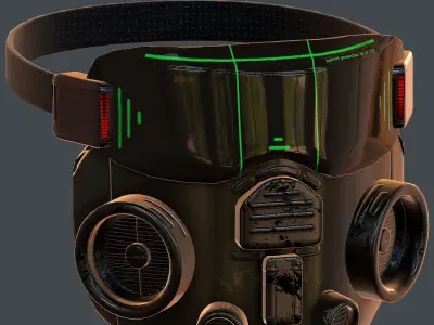 Gas mask helmet 3d model scifi Low-poly  Low-poly 3D model 20