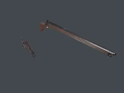 Set flintlock weapon 3D model Low-poly 3D model