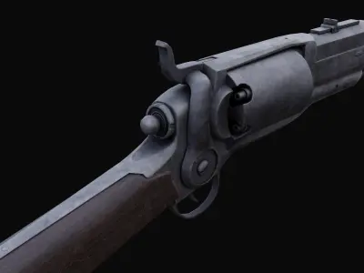 1855 Colt revolving rifle Low-poly 3D model