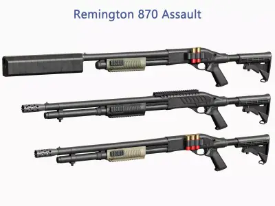 Remington 870 Modular Tactical Shotgun 3D Model Pack