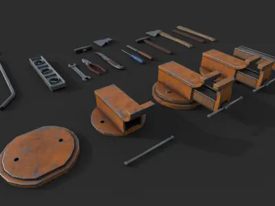Working Tools Set Low-poly 3D model