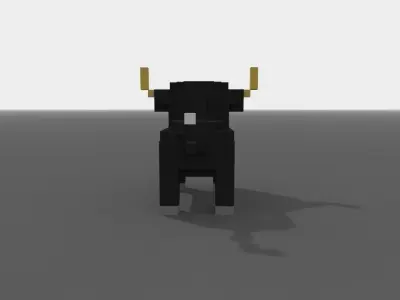 Voxel Bull Low-poly 3D model
