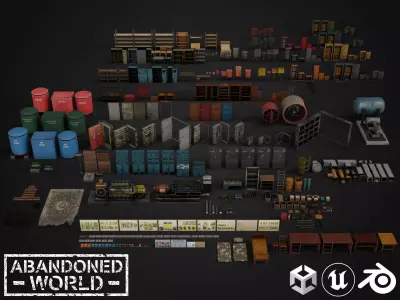 Industrial Underground Props Pack Low-poly 3D model