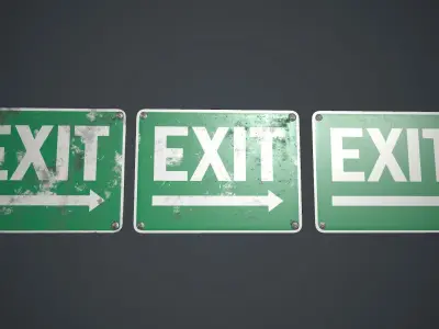 Plastic Exit Sign 2 PBR Game Ready Low-poly 3D model