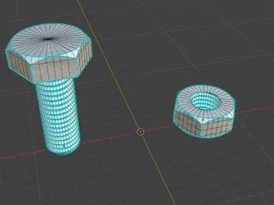Bolt and Nut 3D model