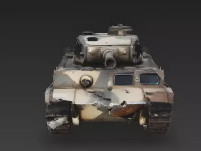 Realistic Destroyed Vintage Heavy Tank 3D Model Low-poly 3D model