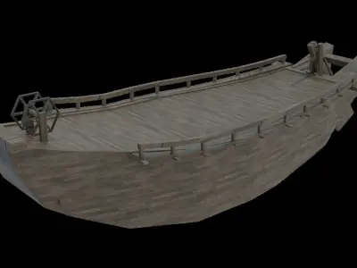 Bridge made of boats in Korea and Joseon Dynasty Low-poly 3D model