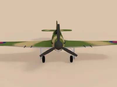 Low Poly Hawker Hurricane MK II WW2 Airplane Low-poly 3D model