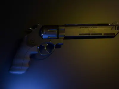 Game ready Black Revolver Low-poly 3D model