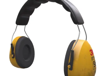 Safety Earmuff Low Poly Low-poly 3D model