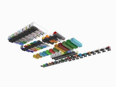 Set of trucks and trailers Low-poly 3D model by savastrionokk