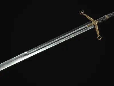 Ceremonial Claymore - 2 handed sword - realistic - game ready Low-poly 3D model
