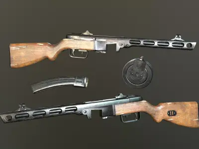 ppsh 41 Low-poly 3D model