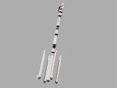 Long March 7A launch vehicle --- Blend-FBX 3D model