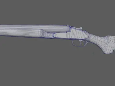 Double Barrel Shotgun Rig Low-poly 3D model