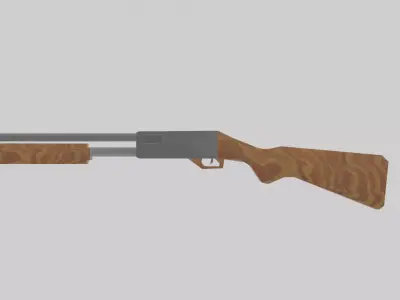 Pump Shotgun and Shell Free low-poly 3D model