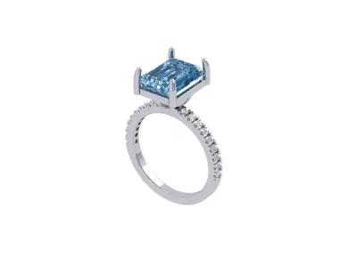 Emerald Solitaire Ring 3D print model 57