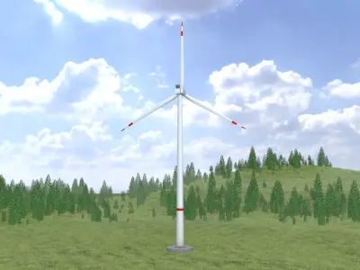 Wind-turbine with foundation V2 H-175 RD 172 m Low-poly 3D model