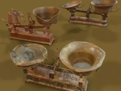 3 Old Rusty Scale Collection Low-poly 3D model