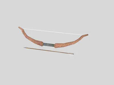 low poly bow 2 and arrow Low-poly 3D model