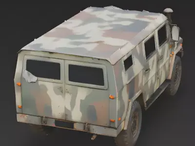 Wrecked Tactical Military Vehicle 3D Model Low-poly 3D model