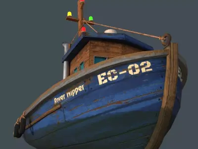Wooden Ship - PBR Low-poly Game Ready Low-poly 3D model