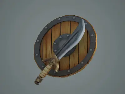 Buckler ancient sword Scimitar cold 3D model