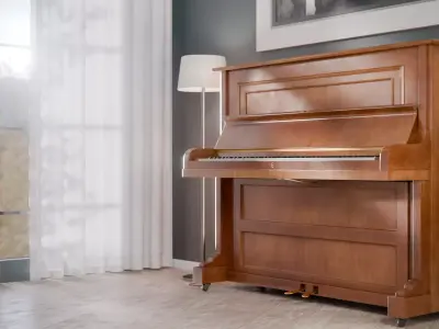 Wooden Upright Piano Low-poly 3D model