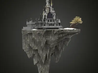 Flying Castle island 3D model buy