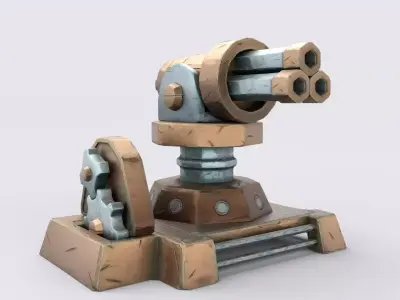Cartoon Turret Low-poly 3D model