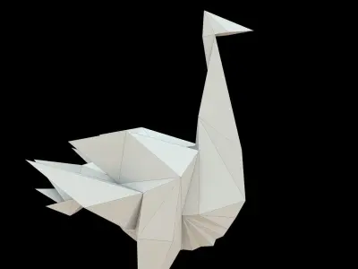 Ostrich in Origami style Free low-poly 3D model
