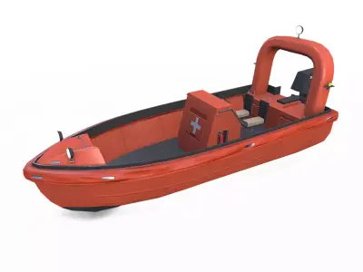 Fast Rescue Boat Low-poly PBR Low-poly 3D model