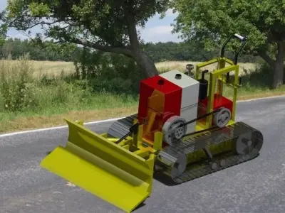 crawler bulldozer on road Free 3D model