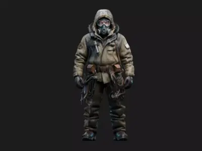 Apocalyptic Gas Mask Soldier Low-poly 3D model