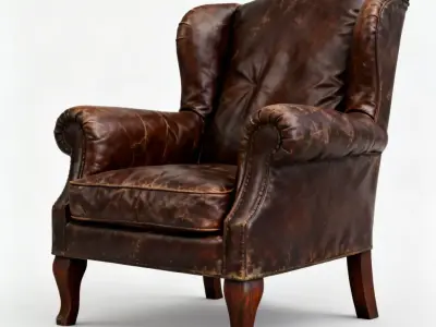 Realistic Vintage Leather Armchair 3D Model Low-poly 3D model
