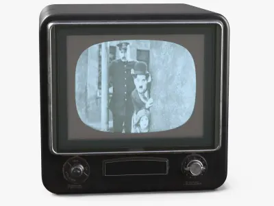 Vintage CRT Television with Active Screen 3D model
