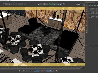 Redshift - C4D Scene files - Luxury Restaurant Scene 3D model