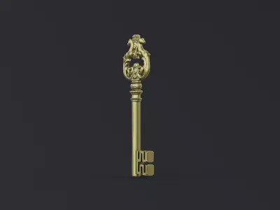 Royal Baroque Key - Ornate Horse Crest 3D print model