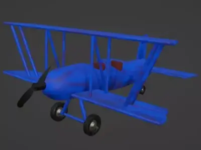 Blue Plane Low-poly 3D model